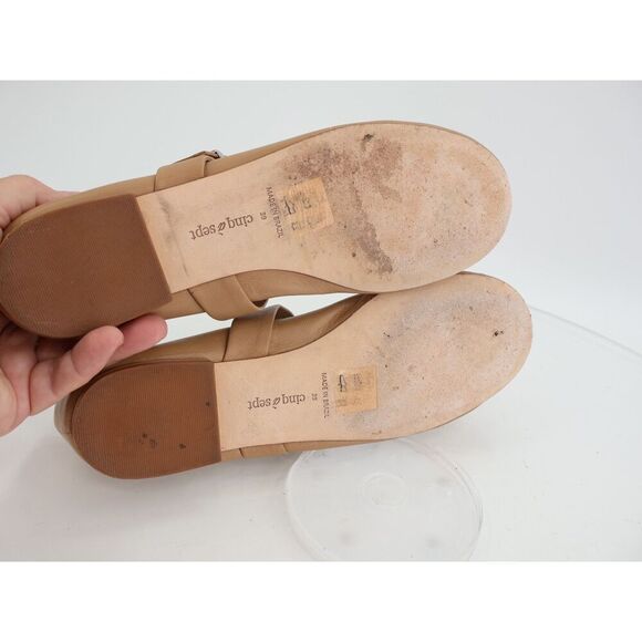 Cinq à Sept Women's Sofia Mary Jane Ballet Flats Size 39 9 Tan Brown Leather - Picture 8 of 12